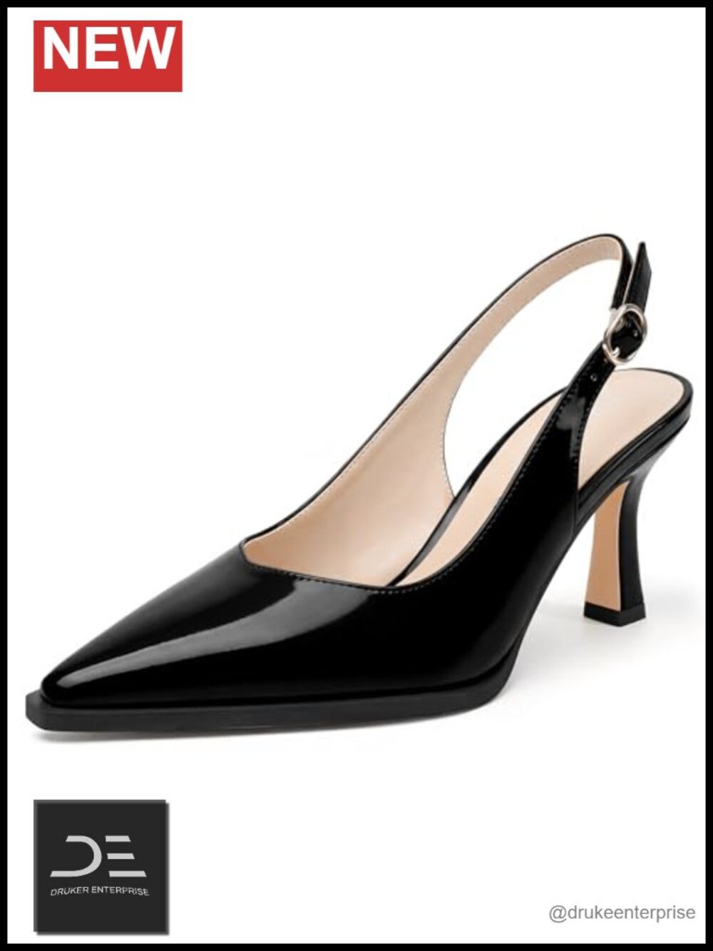 Women's Slingback Kitten Heels Pointed Toe Adjustable Ankle Strap